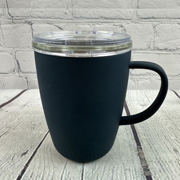 Vinglace 12 Oz Coffee Glass Tumbler Mug‎ Hot or Cold! Navy - Picture 1 of 9